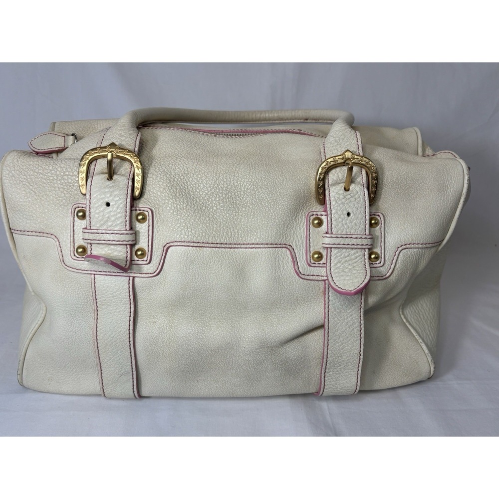 Vintage Dooney & Bourke Project Bag Satchel Pink Trim & Gold Tone Hardware